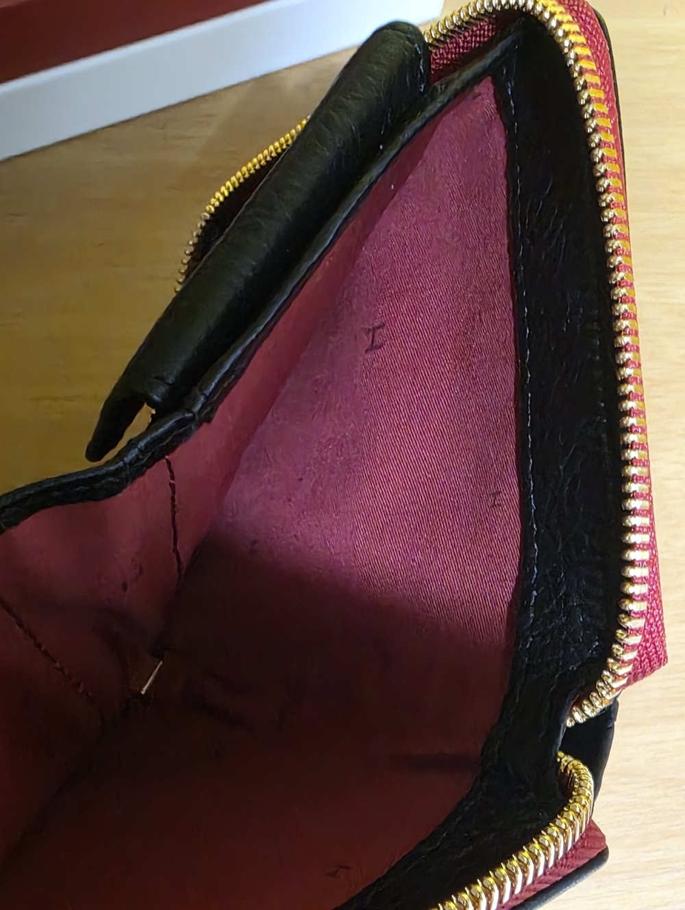 Hammitt Black Leather Zip Wallet with Gold Stud Accents and Red Zip - Picture 6 of 6